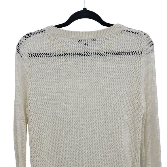 Banana Republic Coverup Top M White Open See Through Knit Side Slit Tunic Beach - Picture 9 of 10